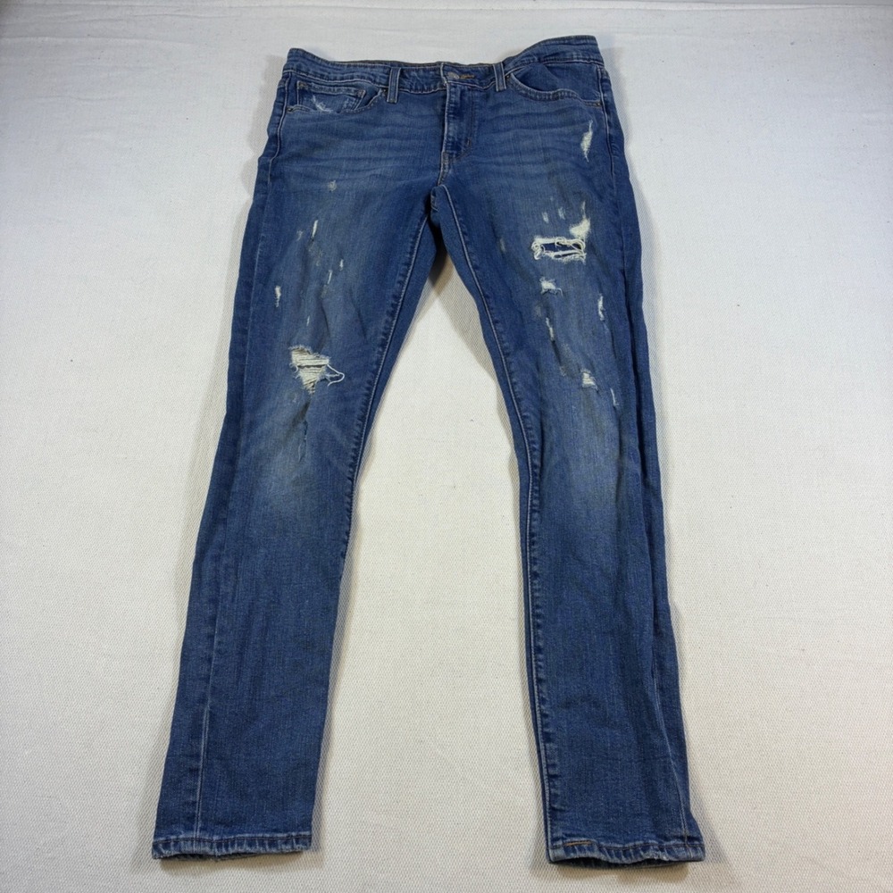 Levi's‎ 711 Skinny Jeans Women's Size 30 Distressed Ripped Blue Stretch Denim